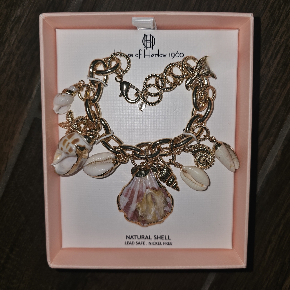 House of Harlow 1960 Gold Shell Charm Bracelet